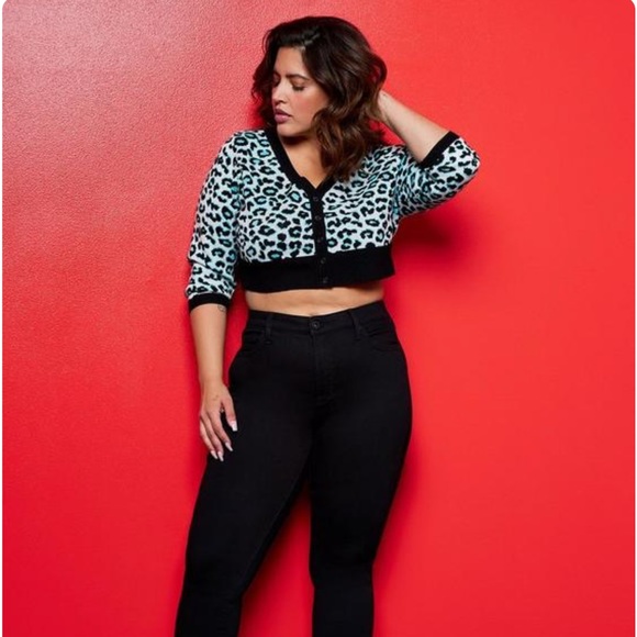 Betsy Johnson by Torrid mint leopard dropped cardigan 3X - Picture 6 of 6